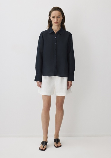  Mavi Lacivert Tencel TM Lyocell Karışımlı Gömlek Loose Fit / Bol Rahat Kesim 1211130-70497