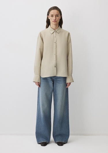  Mavi Gri Tencel TM Lyocell Karışımlı Gömlek Loose Fit / Bol Rahat Kesim 1211130-70146