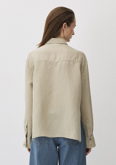  Mavi Gri Tencel TM Lyocell Karışımlı Gömlek Loose Fit / Bol Rahat Kesim 1211130-70146