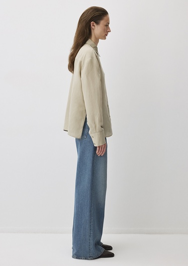  Mavi Gri Tencel TM Lyocell Karışımlı Gömlek Loose Fit / Bol Rahat Kesim 1211130-70146