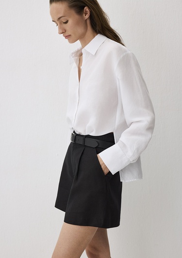  Mavi Beyaz Tencel TM Lyocell Karışımlı Gömlek Loose Fit / Bol Rahat Kesim 1211130-620