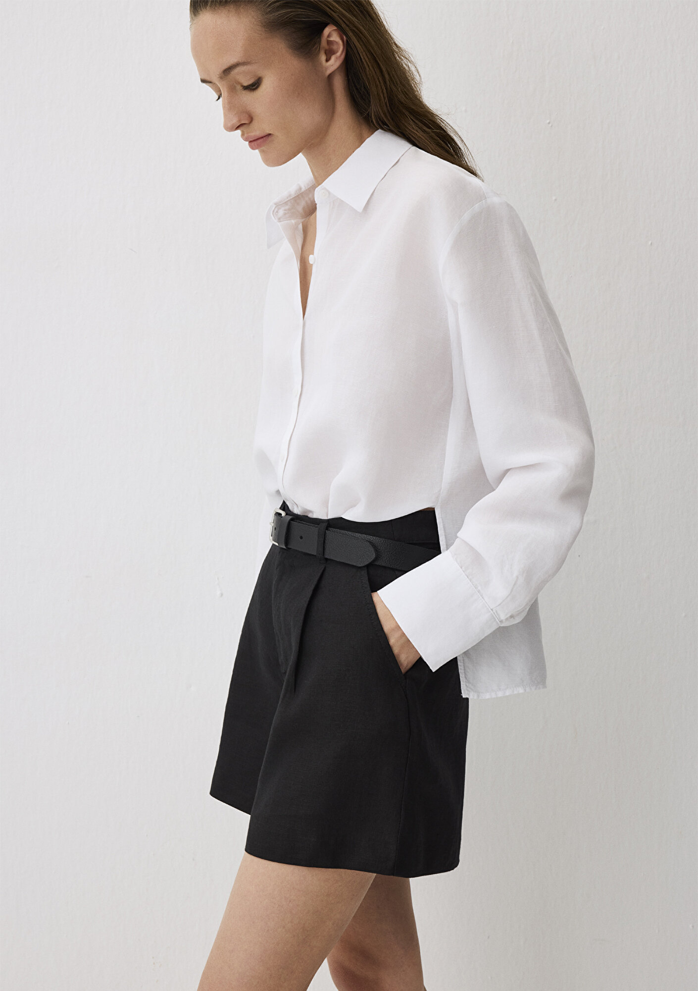  Mavi Beyaz Tencel TM Lyocell Karışımlı Gömlek Loose Fit / Bol Rahat Kesim 1211130-620