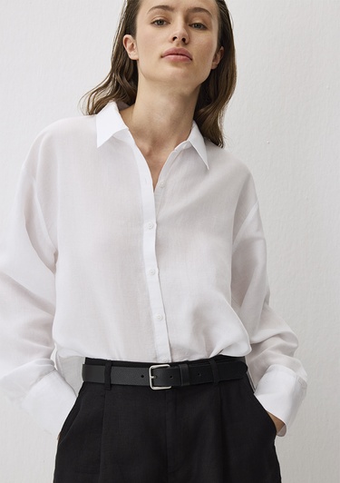  Mavi Beyaz Tencel TM Lyocell Karışımlı Gömlek Loose Fit / Bol Rahat Kesim 1211130-620