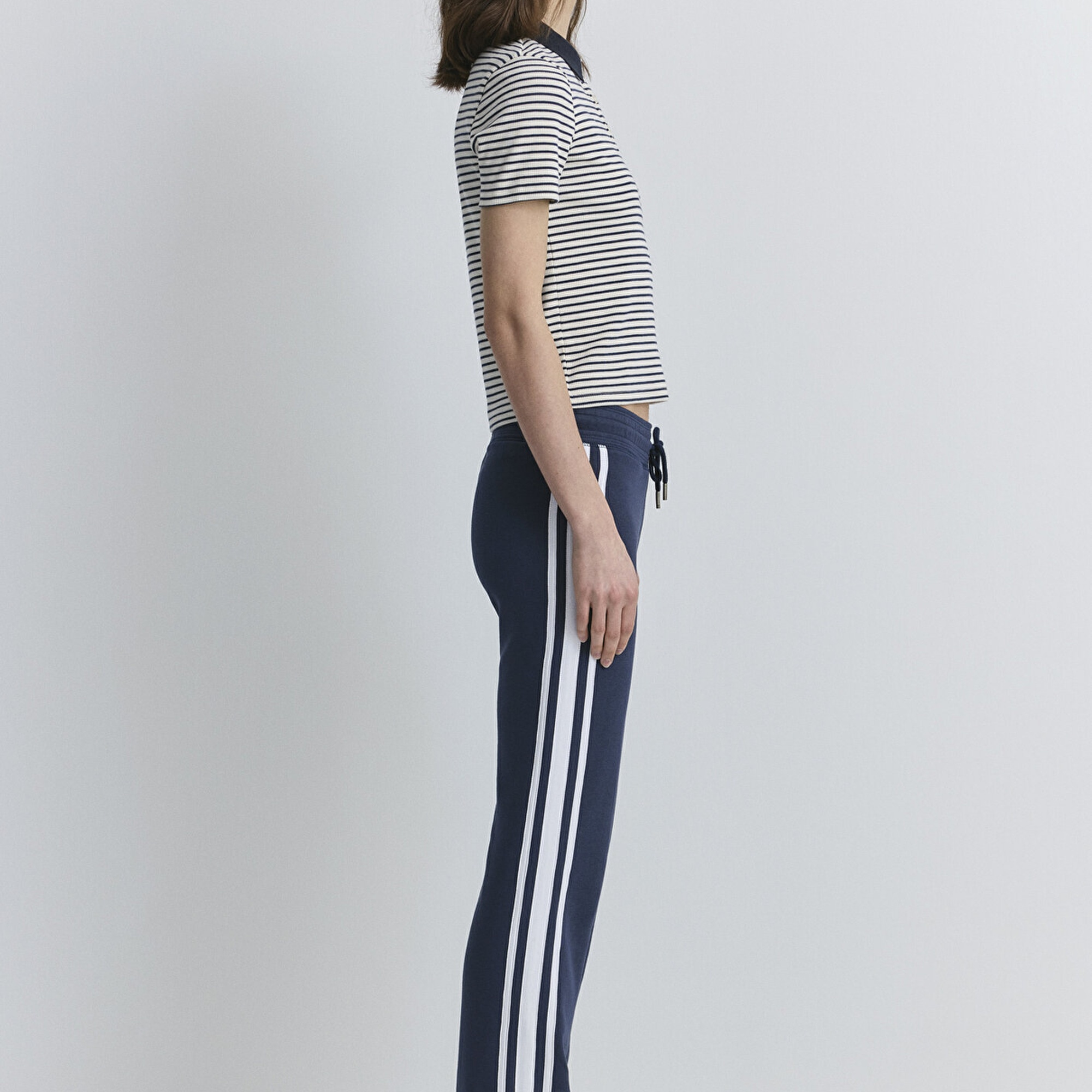 Mavi Çizgili Beyaz Polo Tişört Fitted / Vücuda Oturan Kesim 1613505-86625