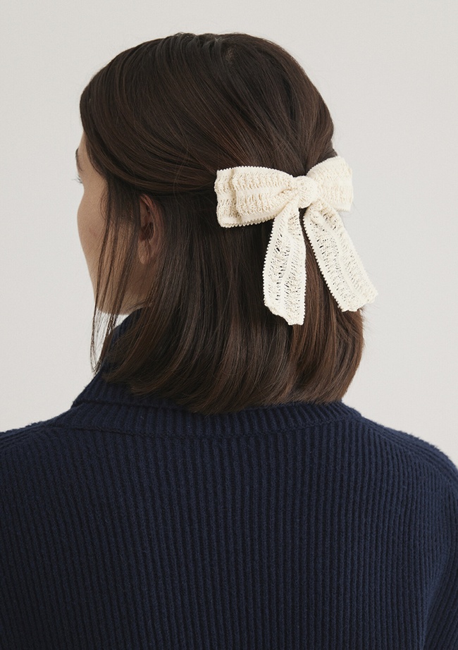  Mavi Nakış Detaylı Ekru Fiyonk Saç Tokası 1913270-70048