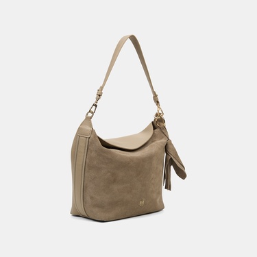  Kadın Bej Püskül Aksesuarlı Omuz Çantası