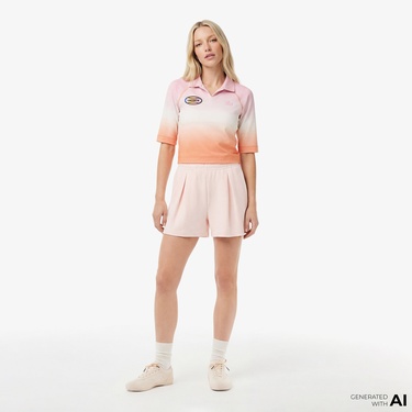  Lacoste SPORT Kadın Slim Fit Açık Turuncu Polo