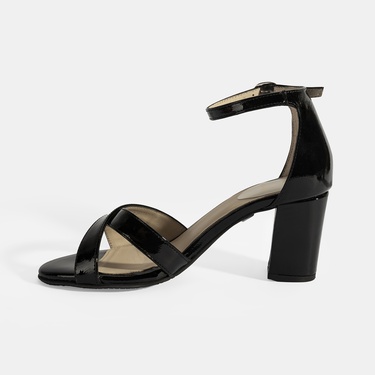  Hillary Siyah Kadın Ayarlanabilir Tokalı Topuklu DesaComfort Deri Sandalet