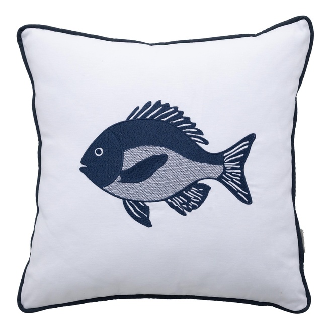  MARİN FISH NAKIŞLI KIRLENT BEYAZ LACİVERT 50X50 CM