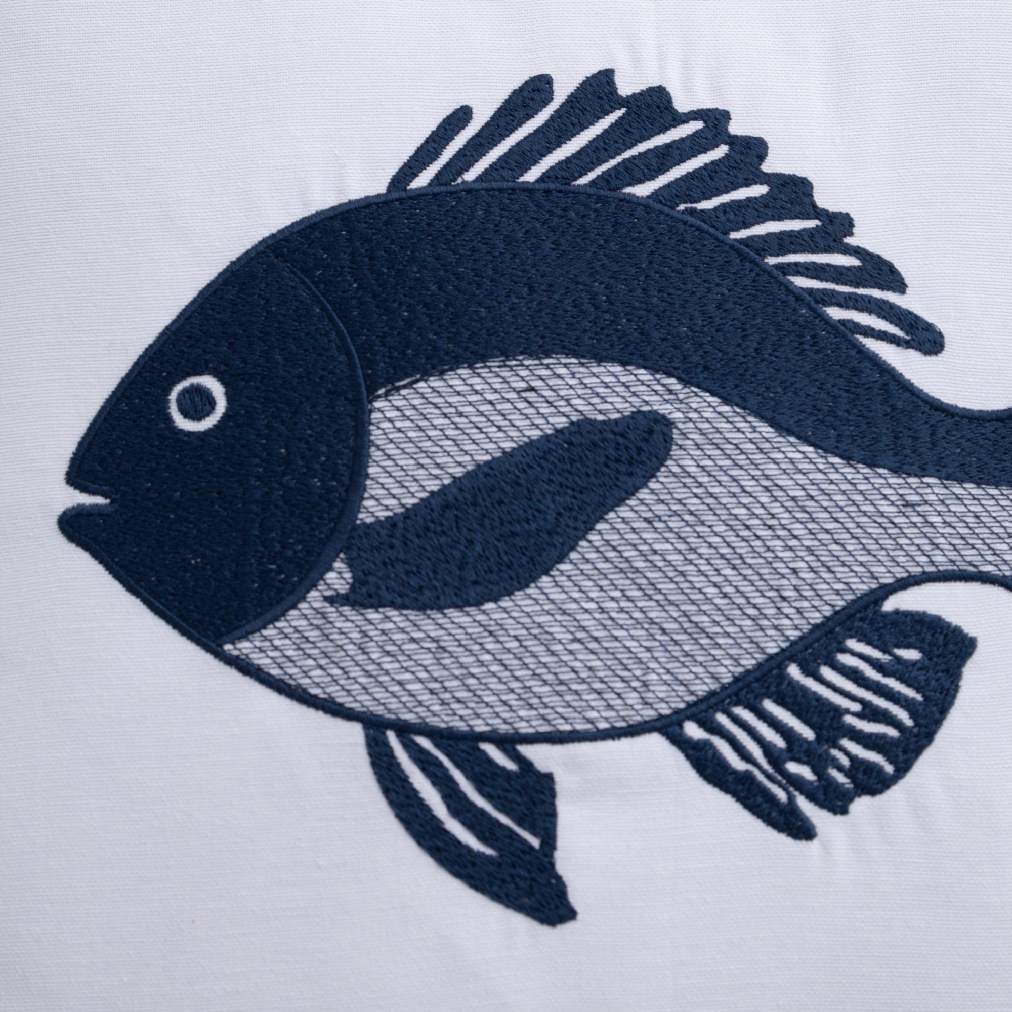 MARİN FISH NAKIŞLI KIRLENT BEYAZ LACİVERT 50X50 CM