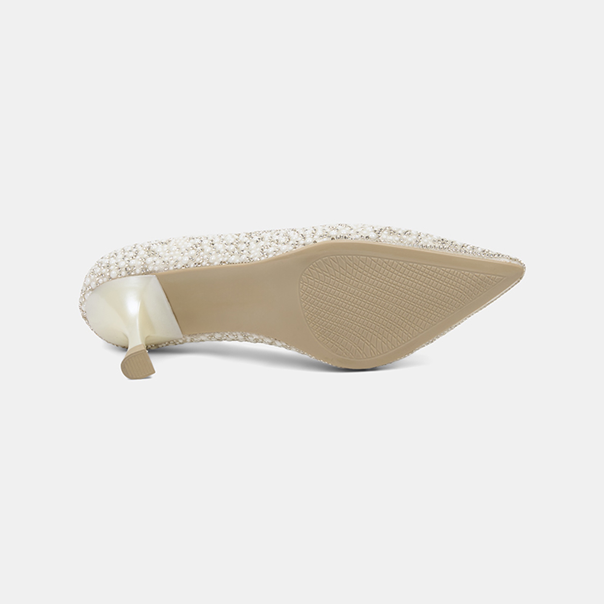 Kadın Kırık Beyaz Taş İşlemeli Topuklu Gelin Ayakkabısı