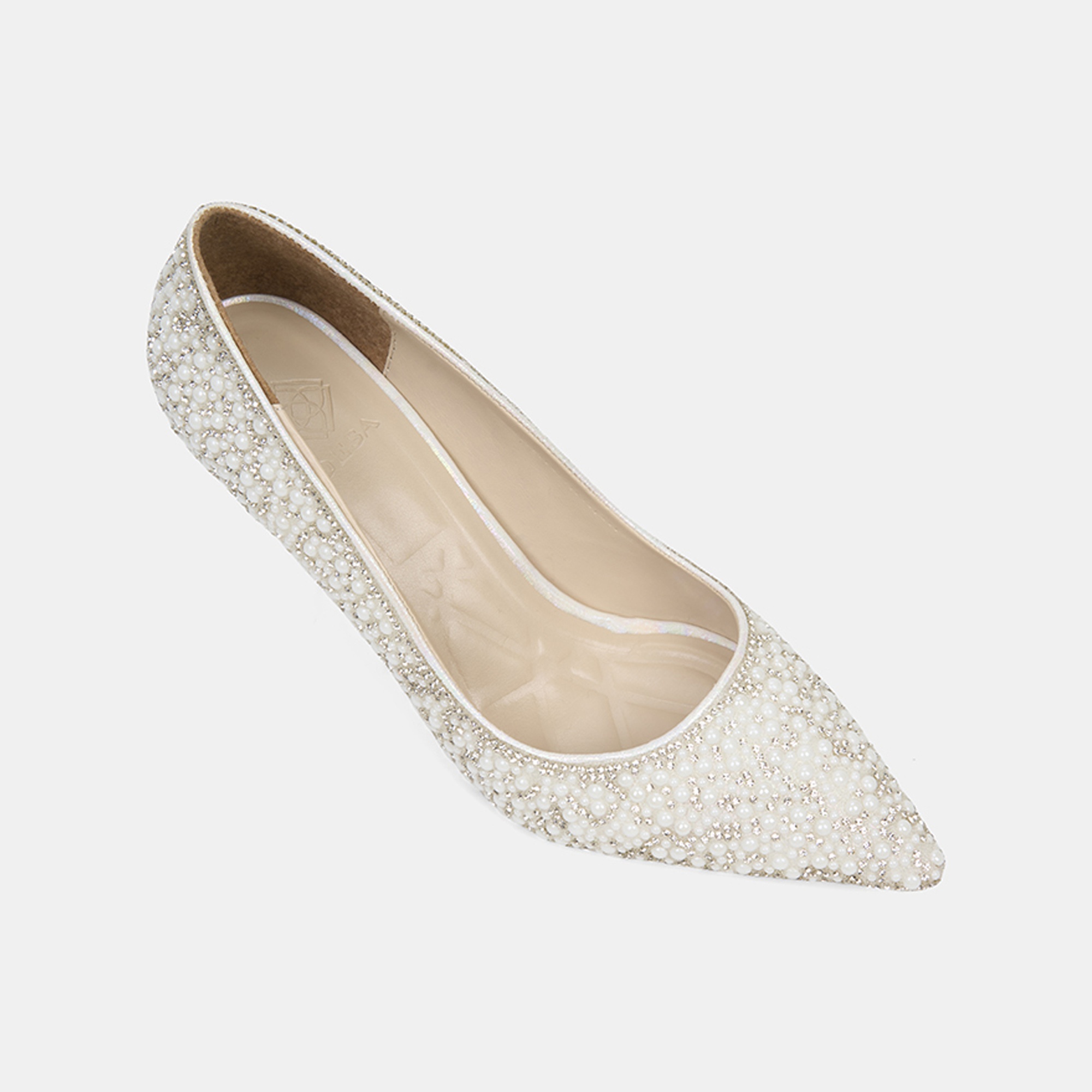 Kadın Kırık Beyaz Taş İşlemeli Topuklu Gelin Ayakkabısı