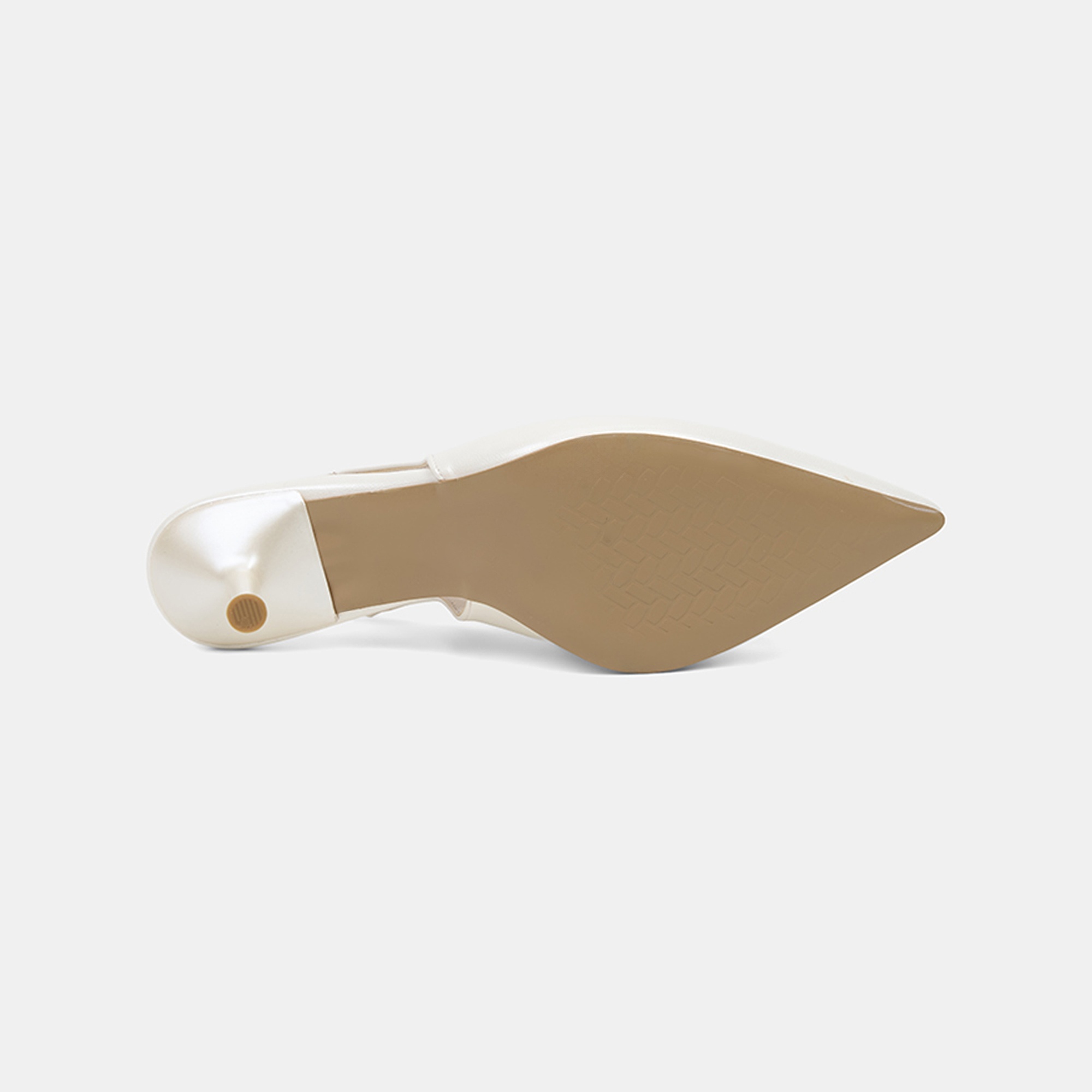 Kadın Beyaz Gold Tokalı Sivri Burun Topuklu Gelin Ayakkabısı