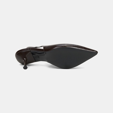  Kadın Kahve Gold Tokalı Sivri Burun Topuklu Abiye Ayakkabı