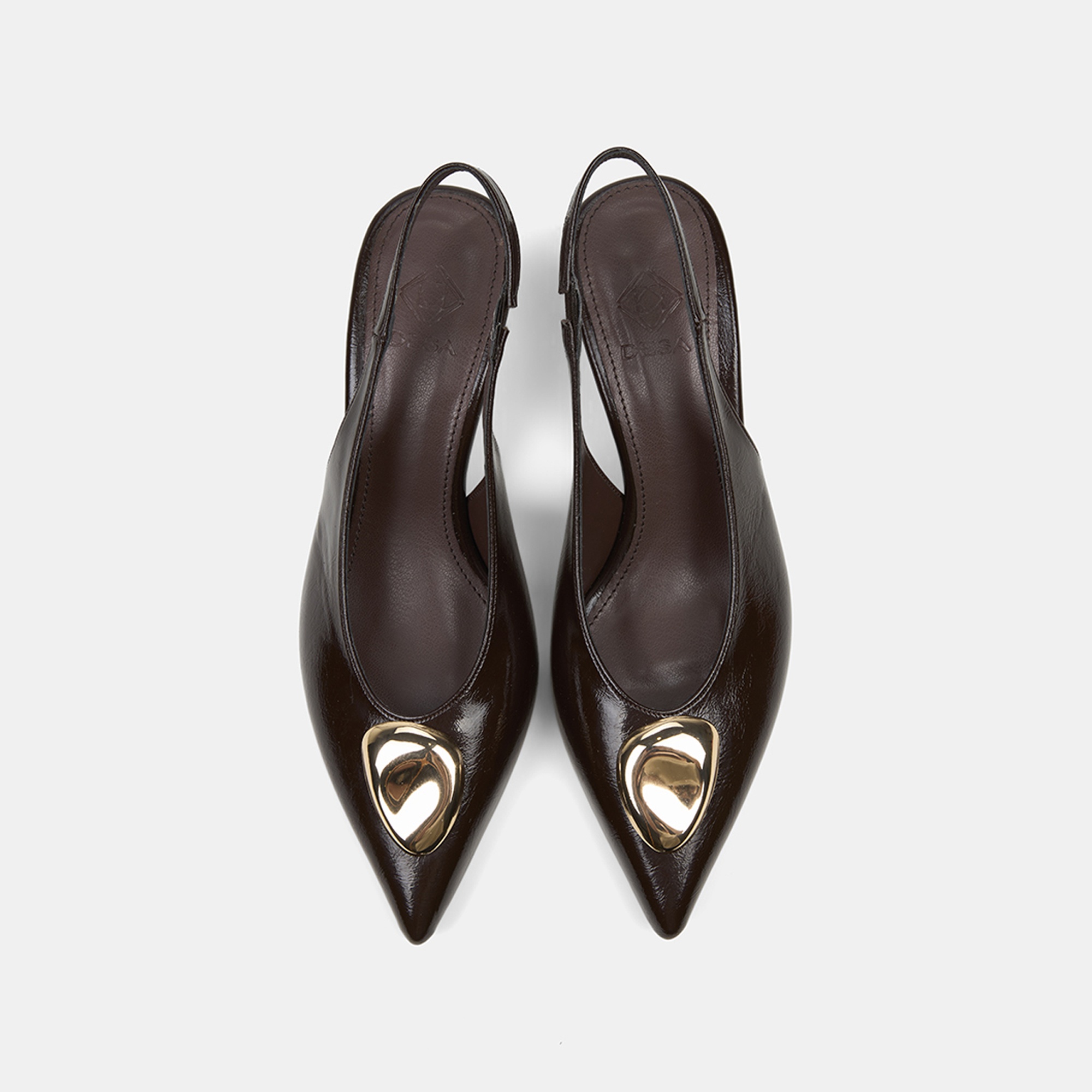 Kadın Kahve Gold Tokalı Sivri Burun Topuklu Abiye Ayakkabı