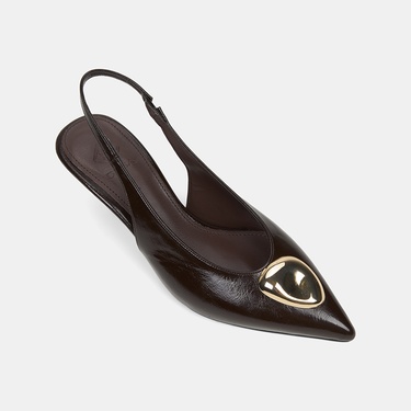  Kadın Kahve Gold Tokalı Sivri Burun Topuklu Abiye Ayakkabı