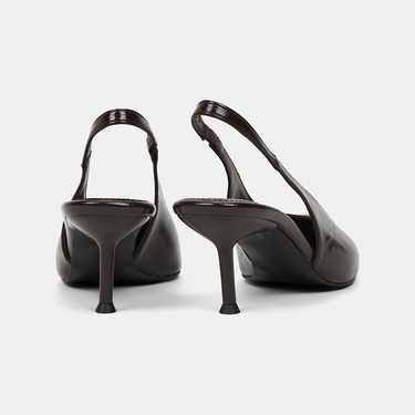  Kadın Kahve Gold Tokalı Sivri Burun Topuklu Abiye Ayakkabı