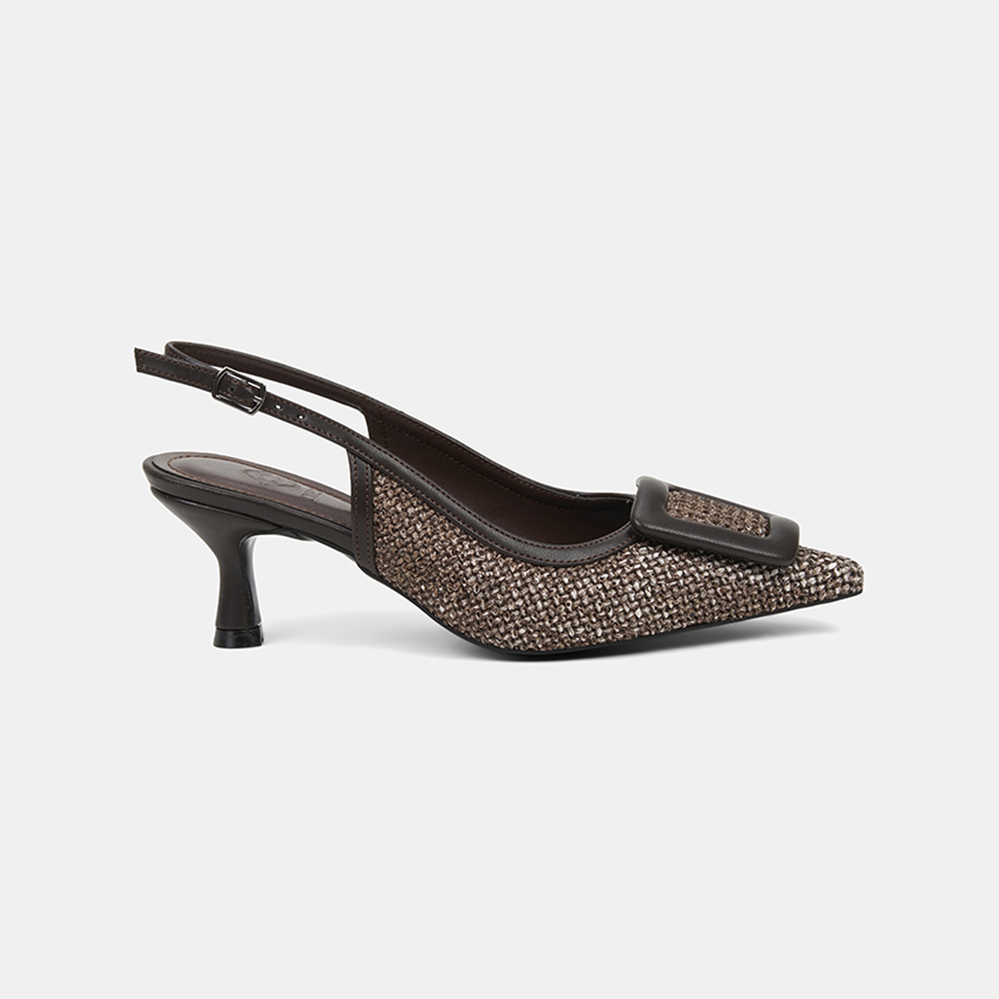 Kadın Kahve Ayarlanabilir Tokalı Sivri Burun Abiye Ayakkabı