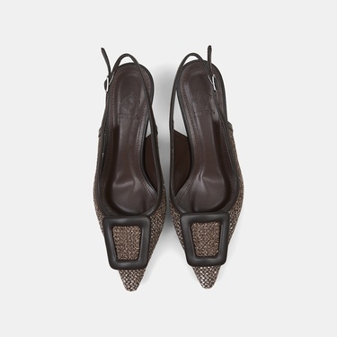  Kadın Kahve Ayarlanabilir Tokalı Sivri Burun Abiye Ayakkabı