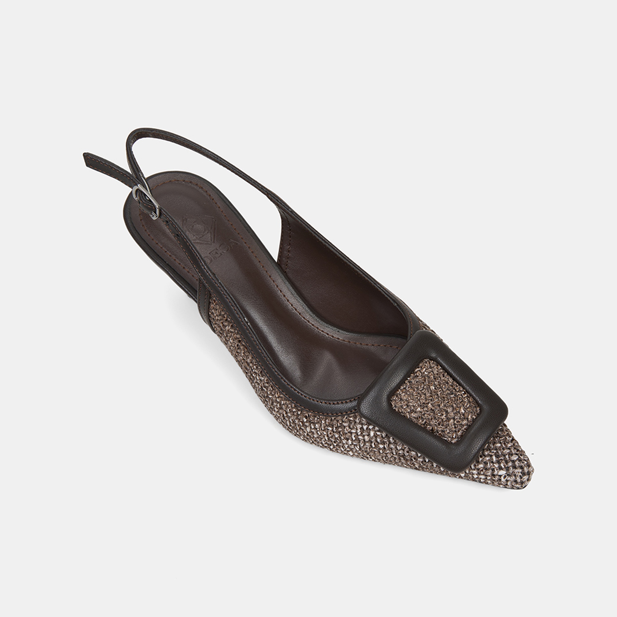 Kadın Kahve Ayarlanabilir Tokalı Sivri Burun Abiye Ayakkabı