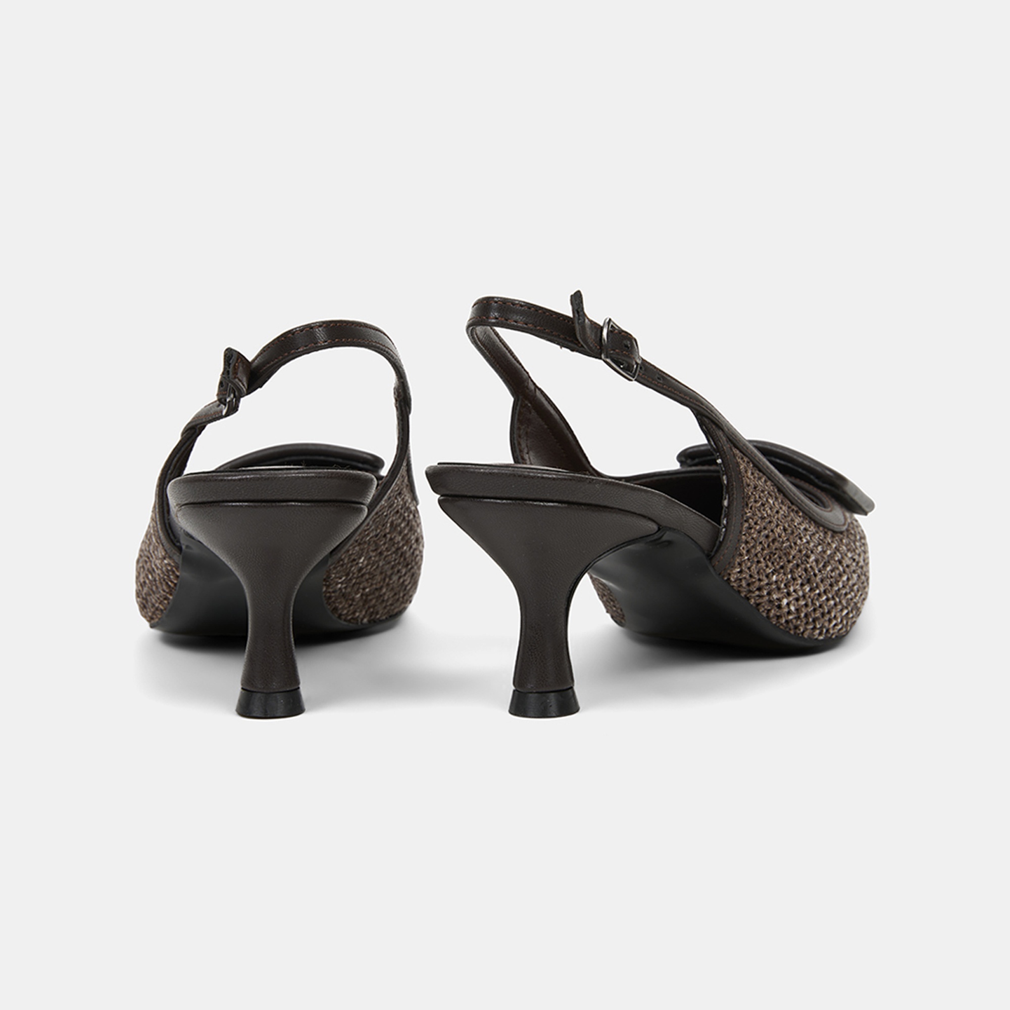 Kadın Kahve Ayarlanabilir Tokalı Sivri Burun Abiye Ayakkabı