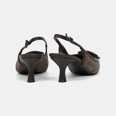  Kadın Kahve Ayarlanabilir Tokalı Sivri Burun Abiye Ayakkabı