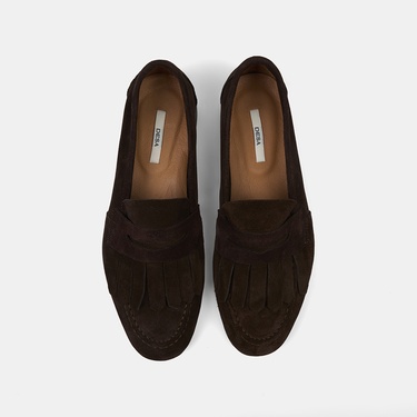  Kadın Kahve Püsküllü Süet Deri Loafer