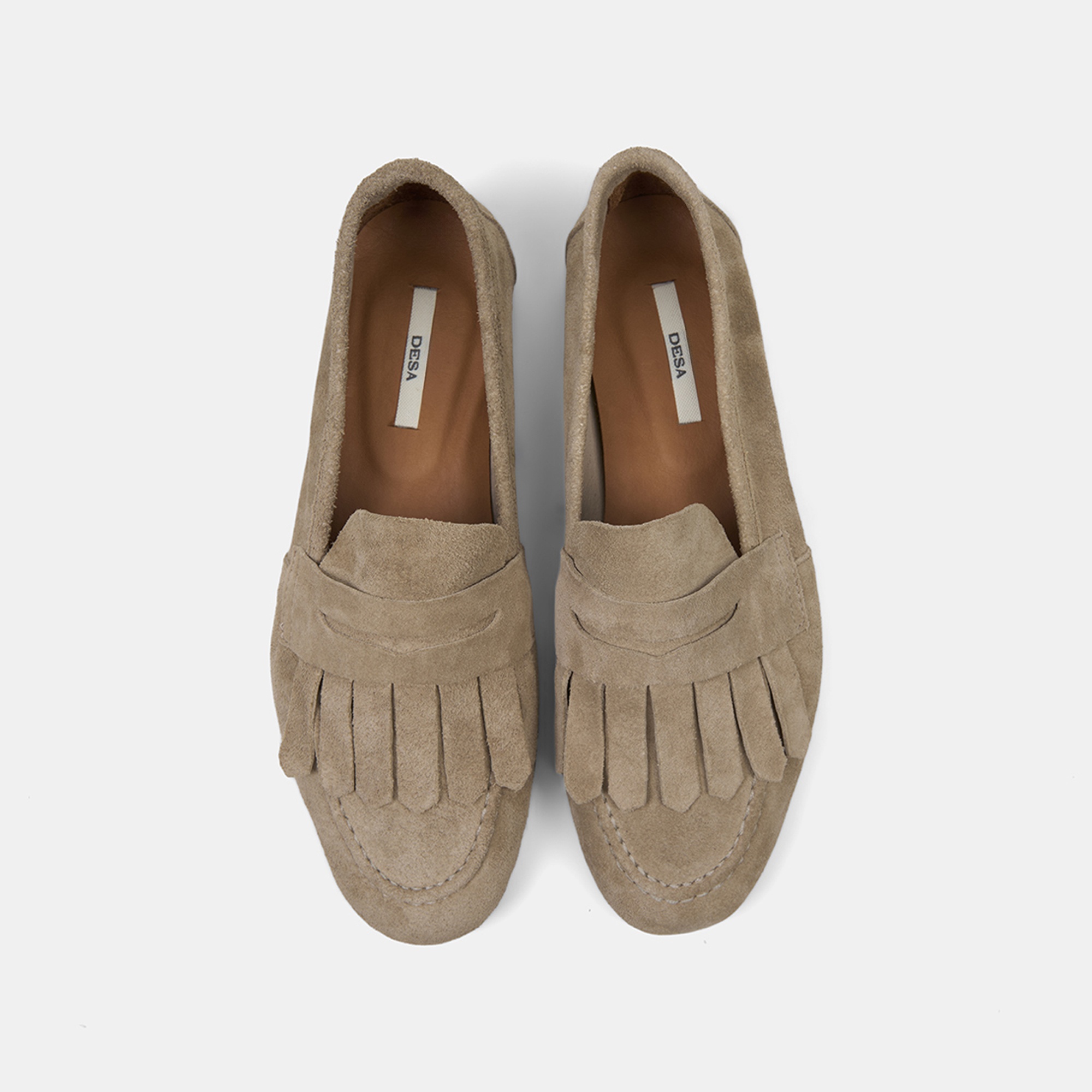 Kadın Bej Püsküllü Süet Deri Loafer
