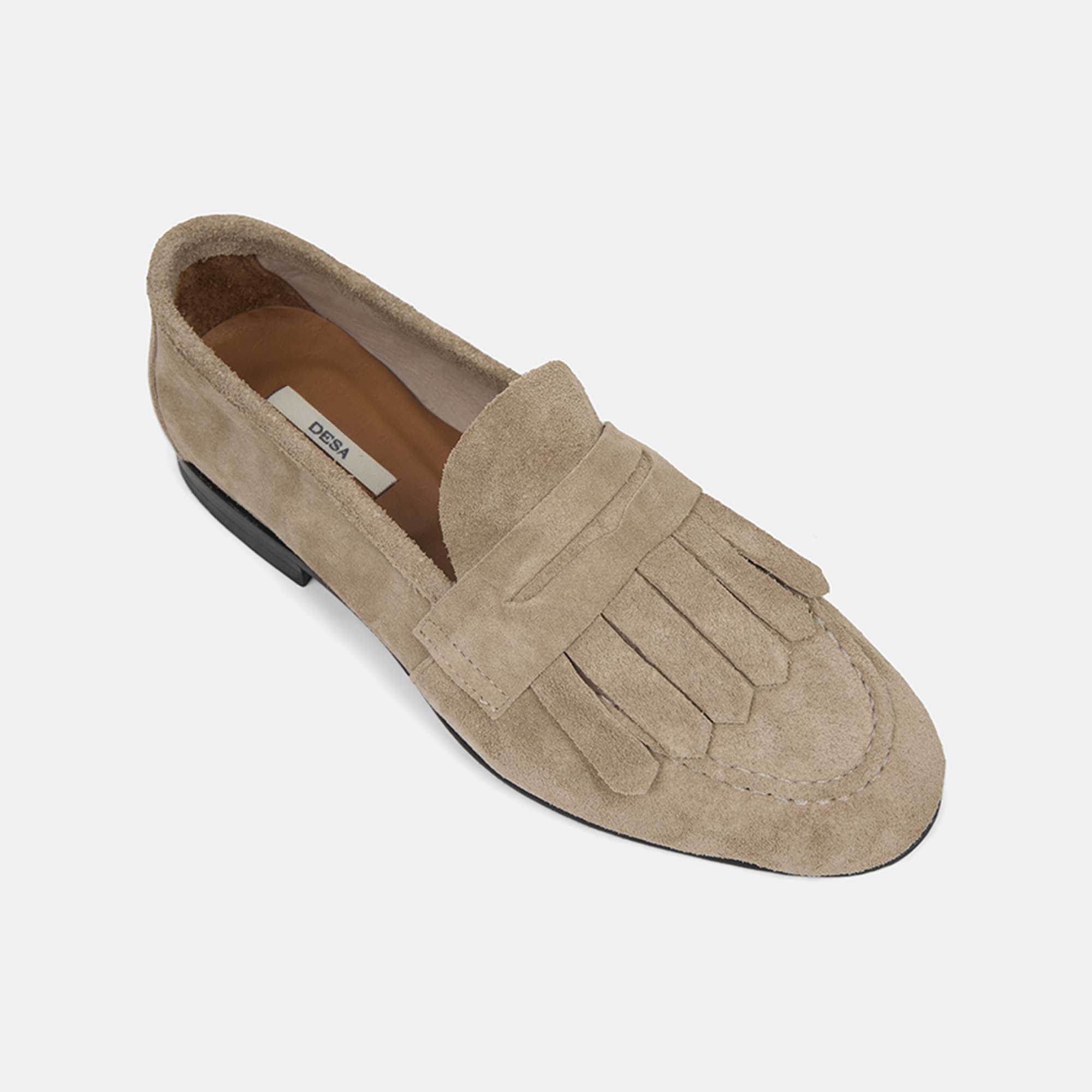 Kadın Bej Püsküllü Süet Deri Loafer