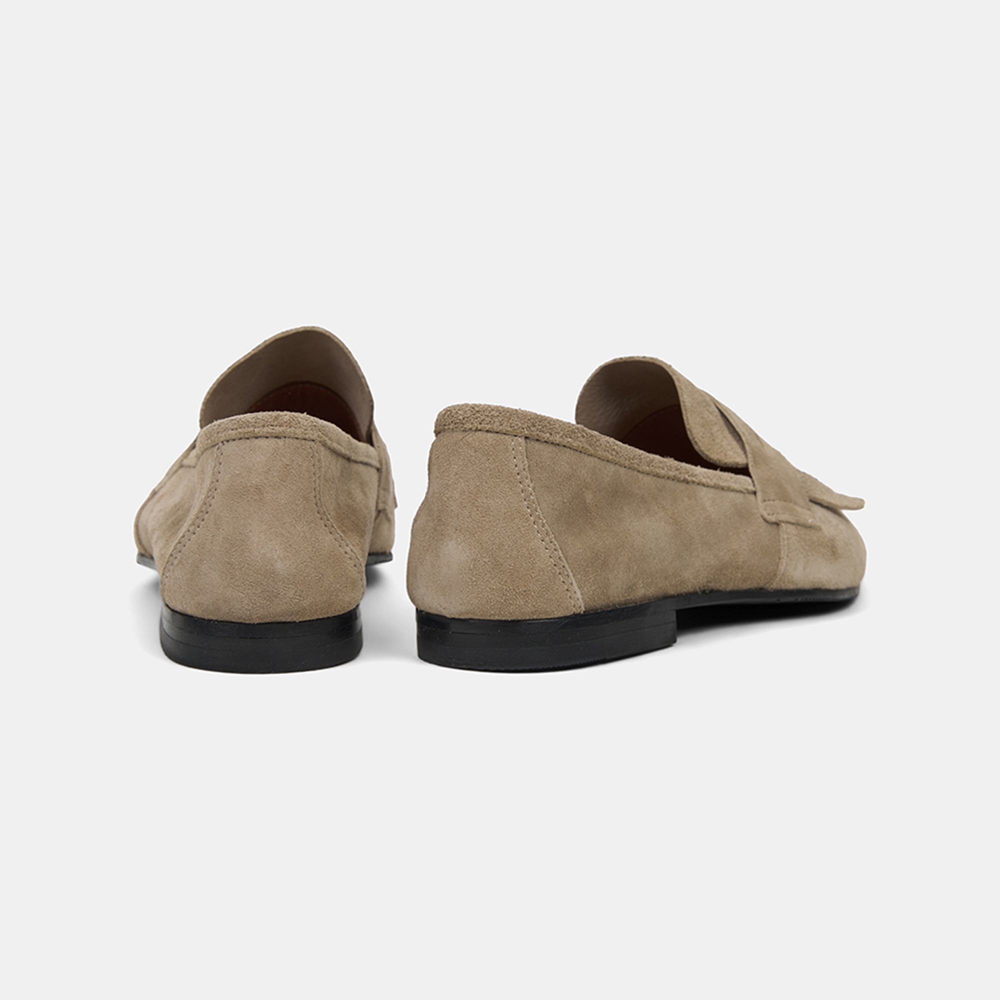 Kadın Bej Püsküllü Süet Deri Loafer