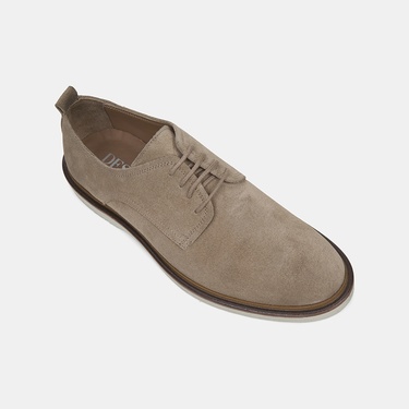  Erkek Bej Bağcıklı Süet Deri Klasik Ayakkabı