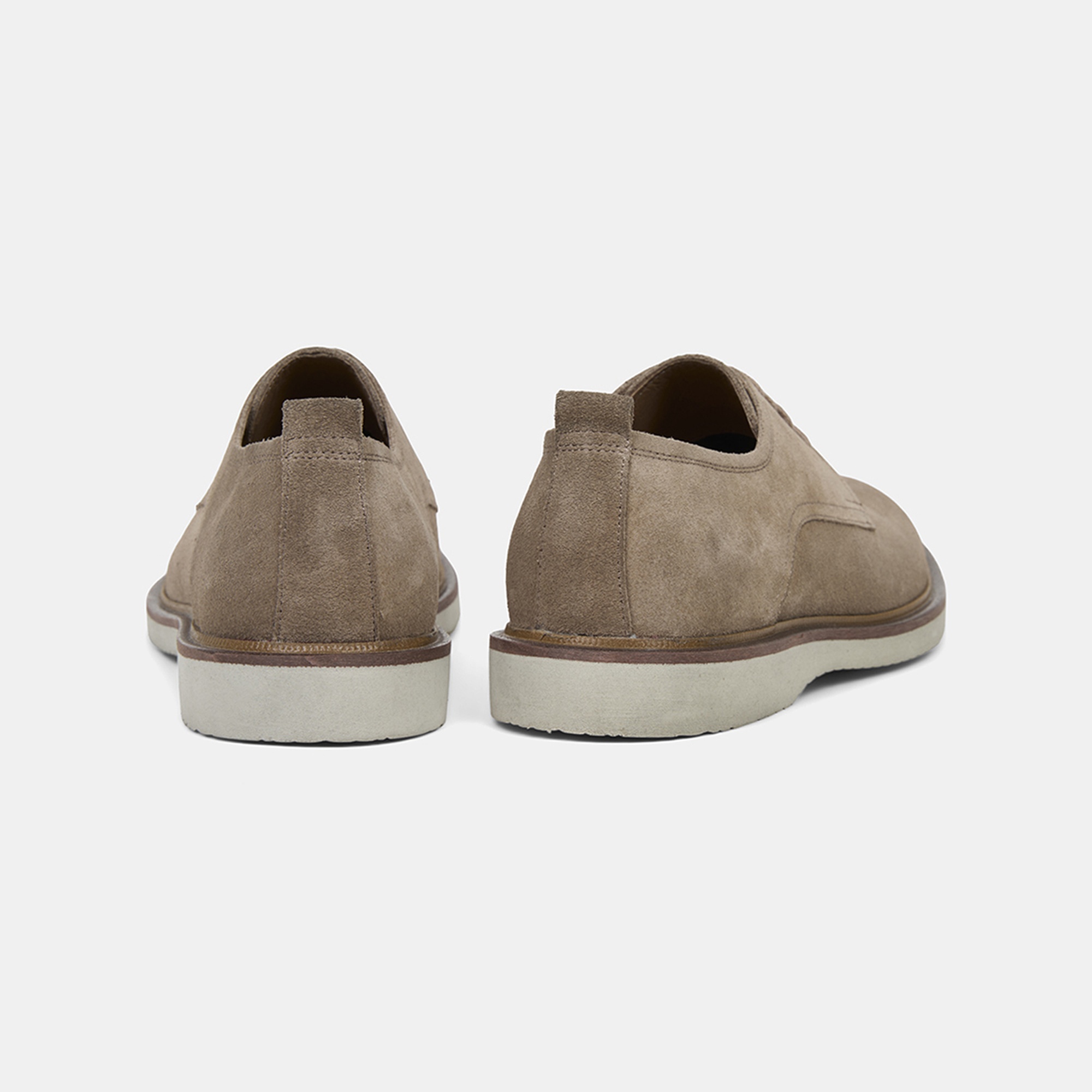 Erkek Bej Bağcıklı Süet Deri Klasik Ayakkabı