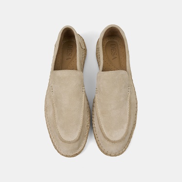  Erkek Bej Spor Süet Deri Espadril