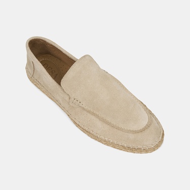  Erkek Bej Spor Süet Deri Espadril