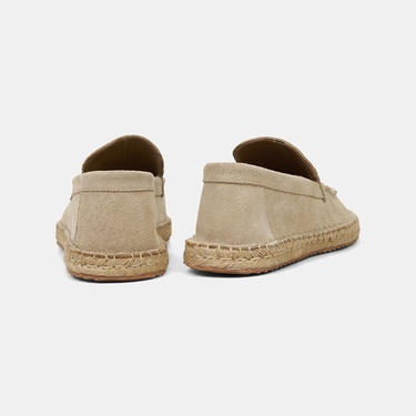  Erkek Bej Spor Süet Deri Espadril