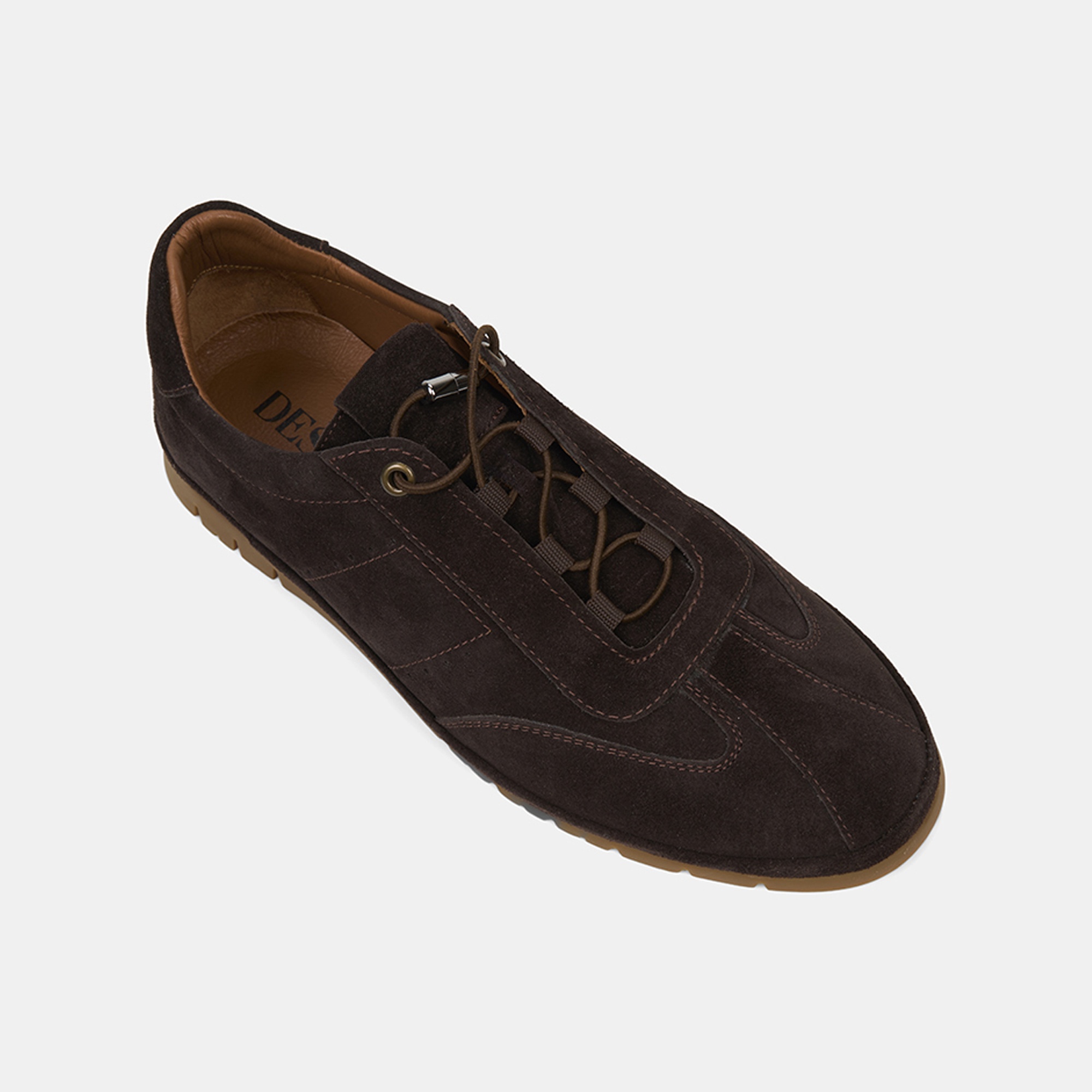 Erkek Kahve Lastik Bağcıklı Günlük Süet Spor Ayakkabı