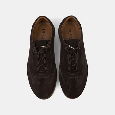  Erkek Kahve Lastik Bağcıklı Günlük Süet Spor Ayakkabı