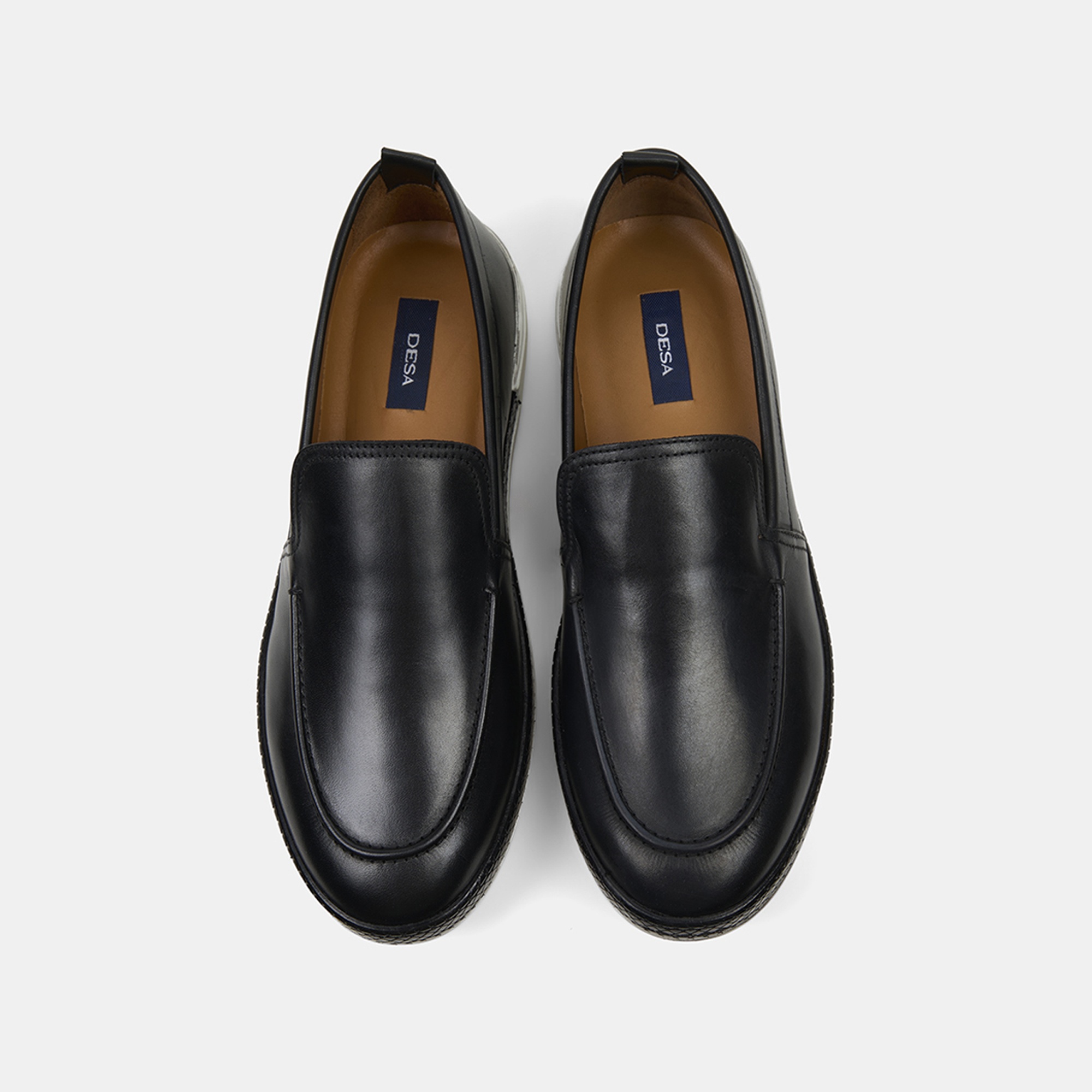 Erkek Siyah Spor Beyaz Tabanlı Deri Loafer