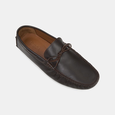  Erkek Kahve Bağcık Detaylı Deri Loafer