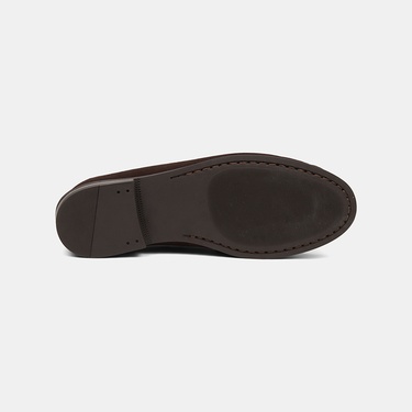  Kadın Koyu Kahve Metal Aksesuarlı Süet Loafer