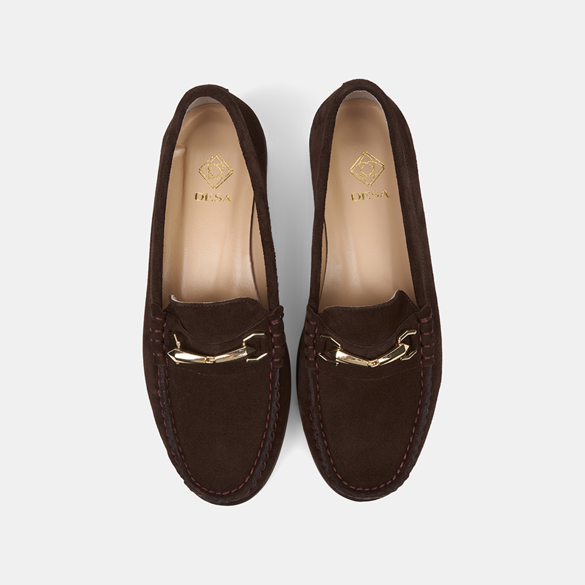 Kadın Koyu Kahve Metal Aksesuarlı Süet Loafer