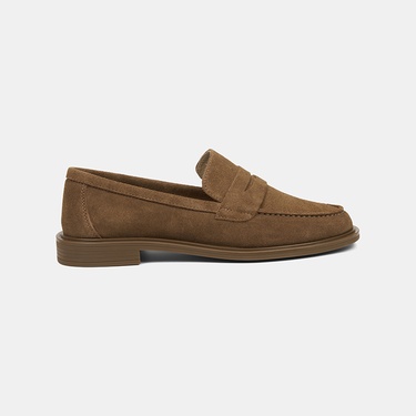  Kadın Vizon Yuvarlak Burun Süet Deri Loafer