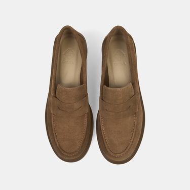  Kadın Vizon Yuvarlak Burun Süet Deri Loafer