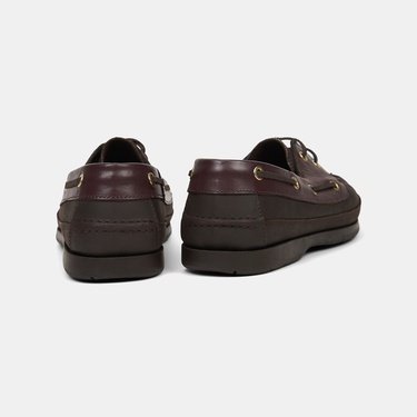  Erkek Acı Kahve - Bordo Detaylı Nubuk Deri Loafer