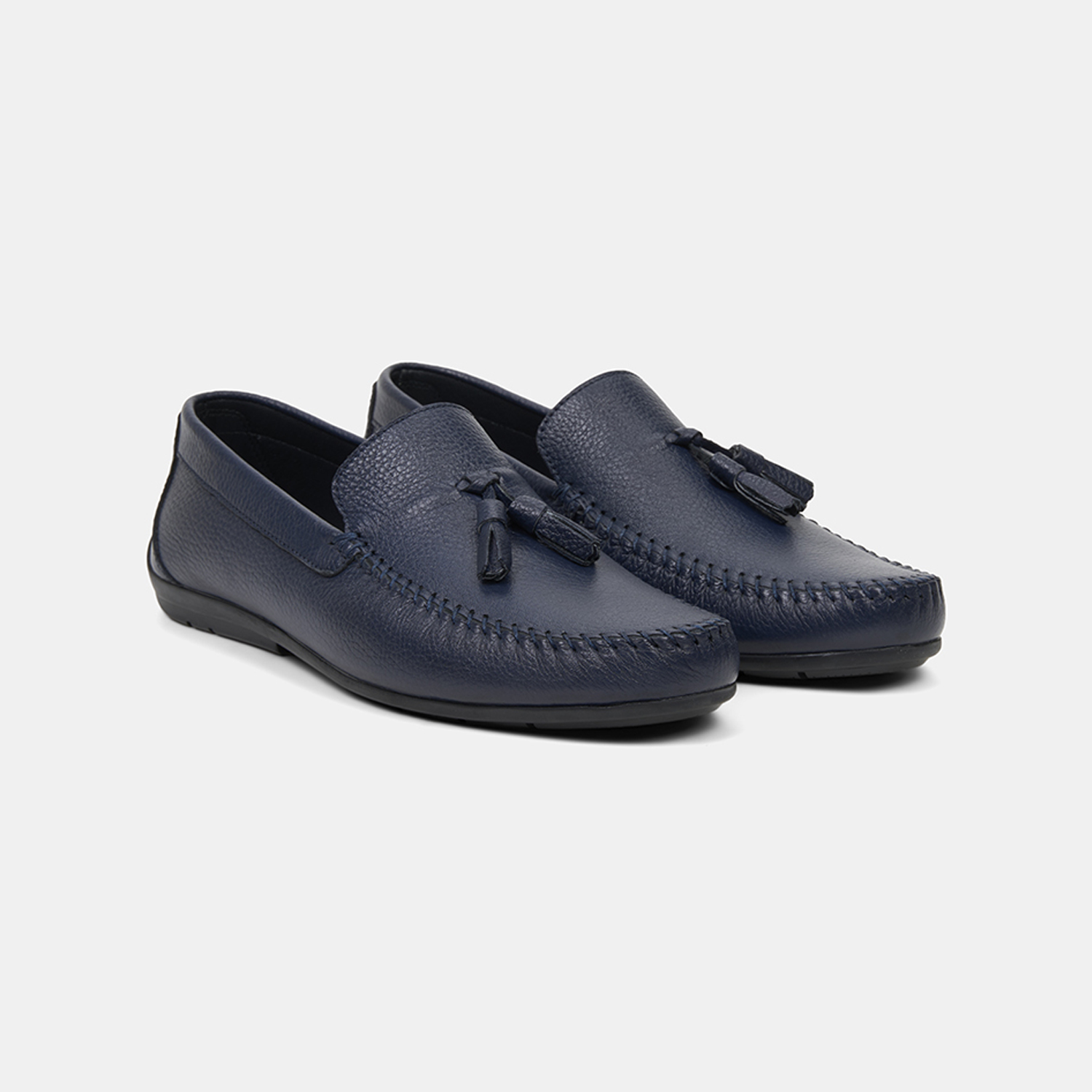 Erkek Lacivert Püskül Detaylı Deri Loafer