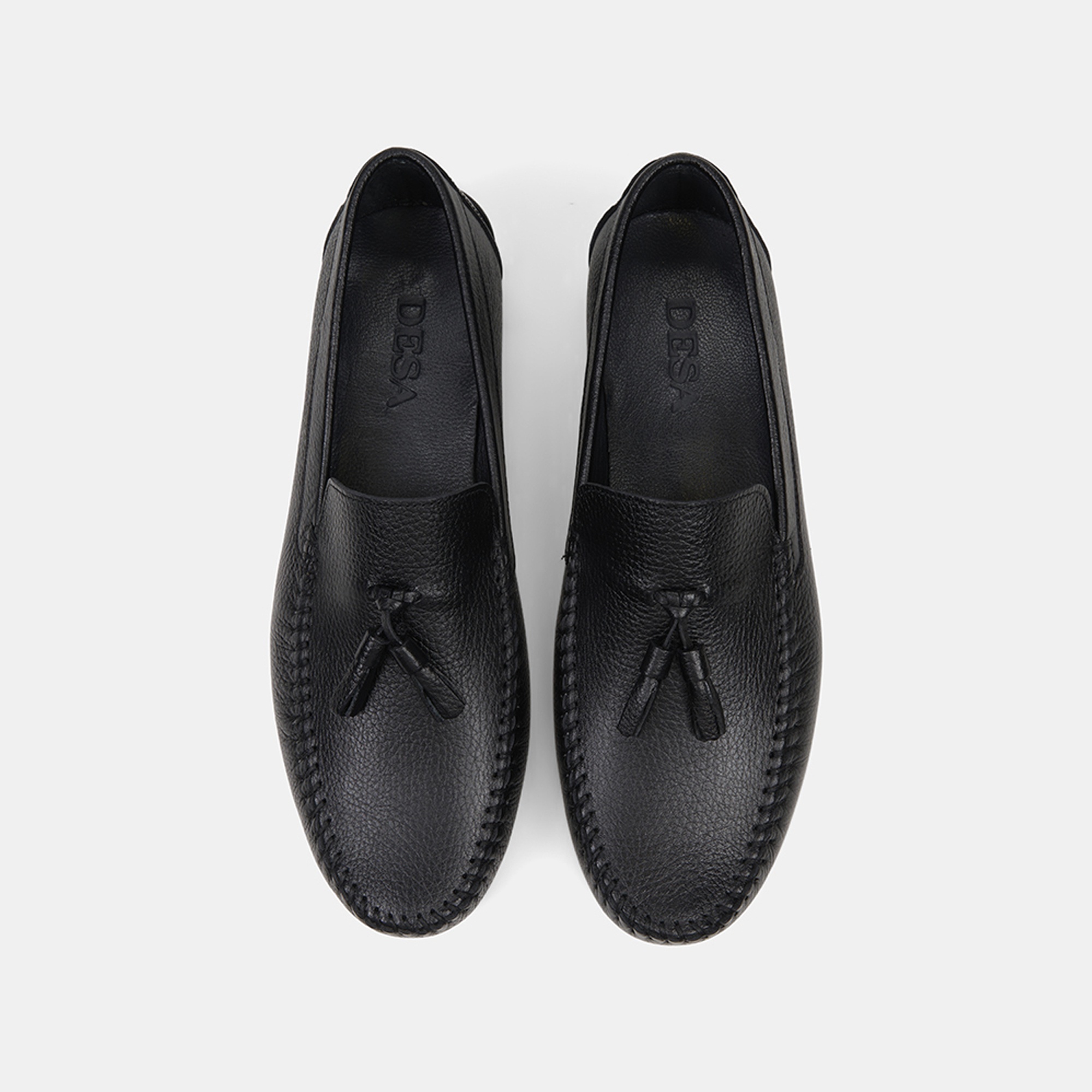 Erkek Siyah Püskül Detaylı Deri Loafer
