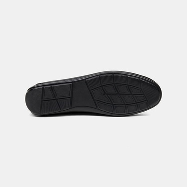  Erkek Siyah Püskül Detaylı Deri Loafer