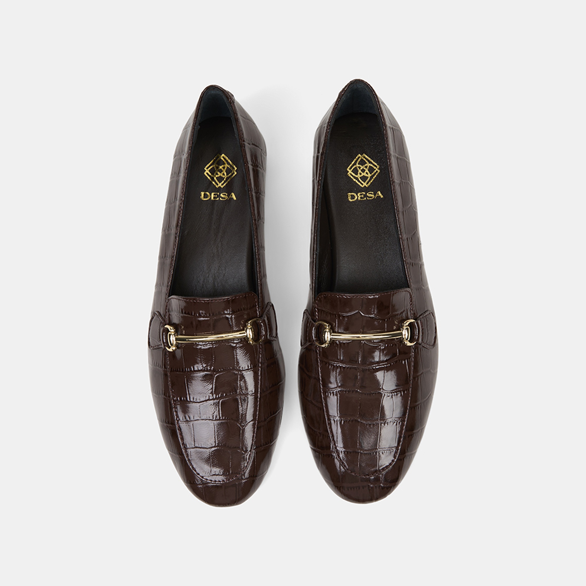 Kadın Acı Kahve Kroko Baskılı Rugan Deri Loafer