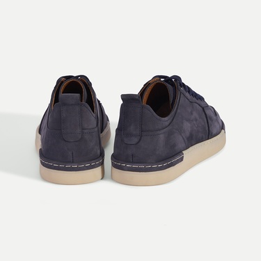  Erkek Lacivert Bağcıklı Nubuk Deri Spor Ayakkabı
