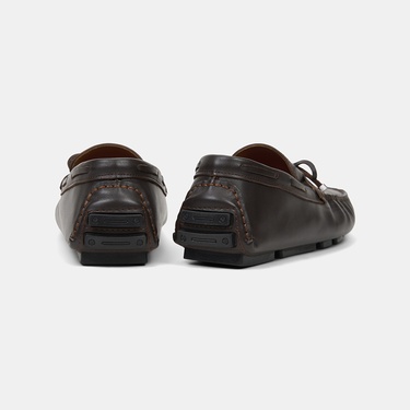  Erkek Kahve Bağcık Detaylı Deri Loafer